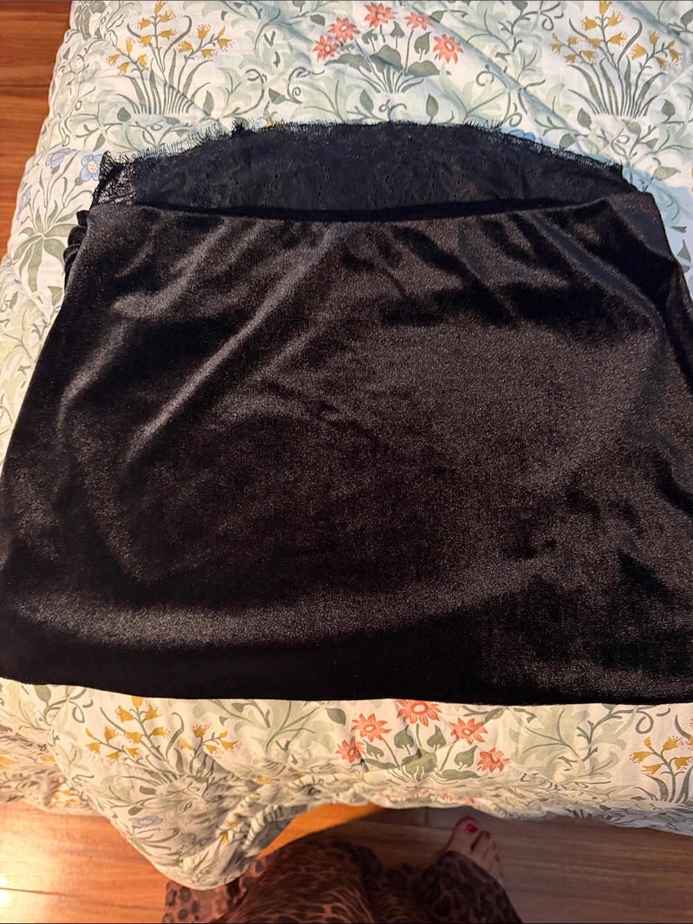 Black Lace Trim Women's Mini Skirt